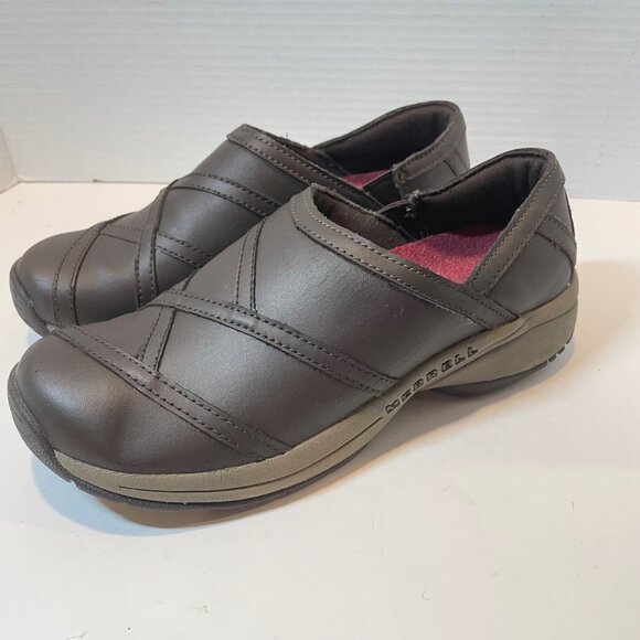 Merrell Brown Slip-On Leather Comfort Shoes Womens 8 - Picture 3 of 12